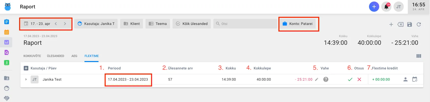 Kuidas kasutada Flextime raportit?