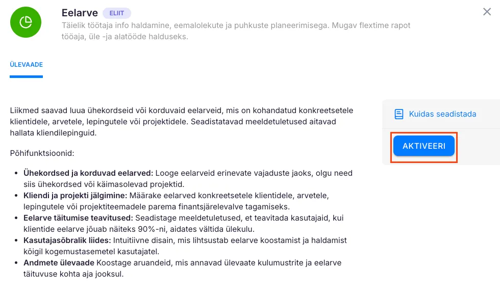 Kliendi eelarved