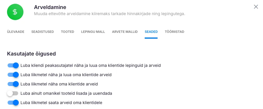 Arveldamise seadistused Ukus