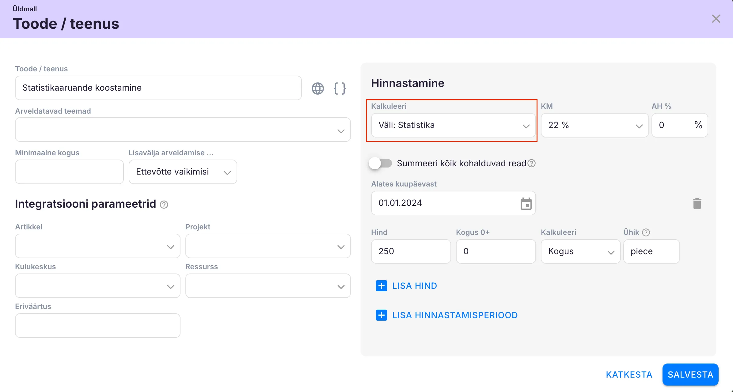 Kuidas koostada tooteid lisateenuste jaoks?
