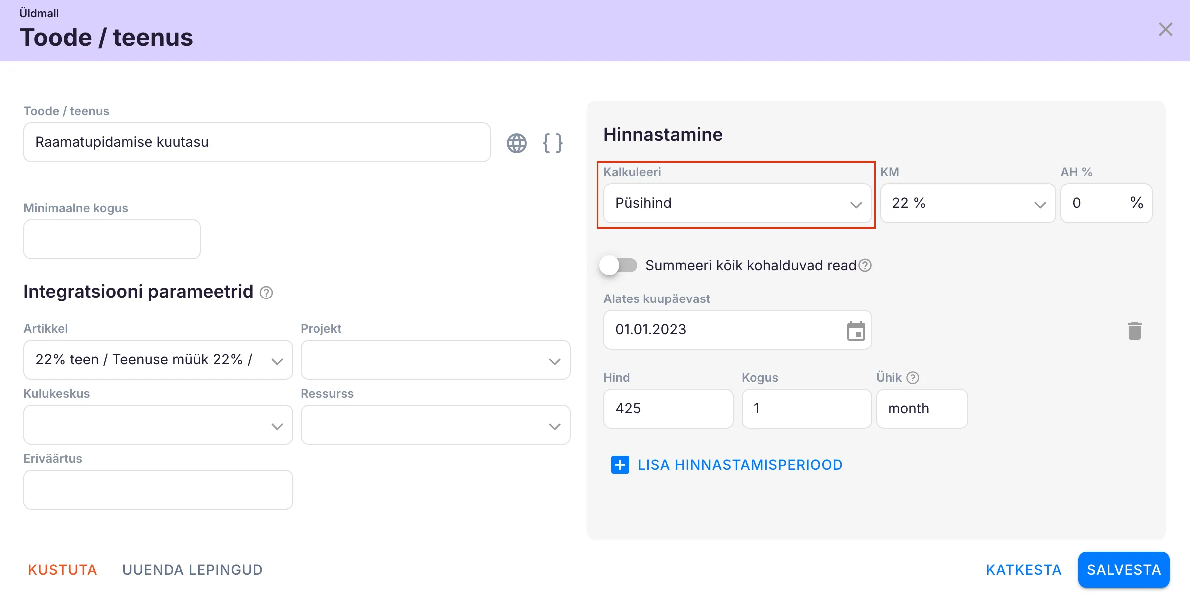 Kuidas koostada fikseeritud hinnaga toodet?