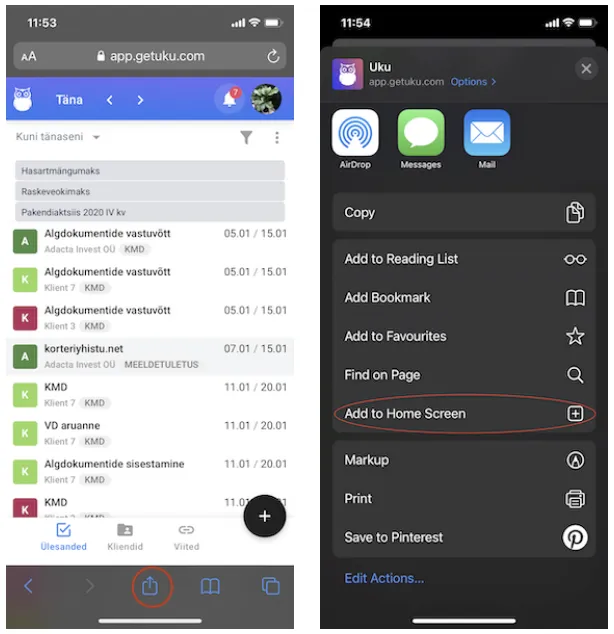 Kuidas salvestada Uku enda mobiili avakuvale?