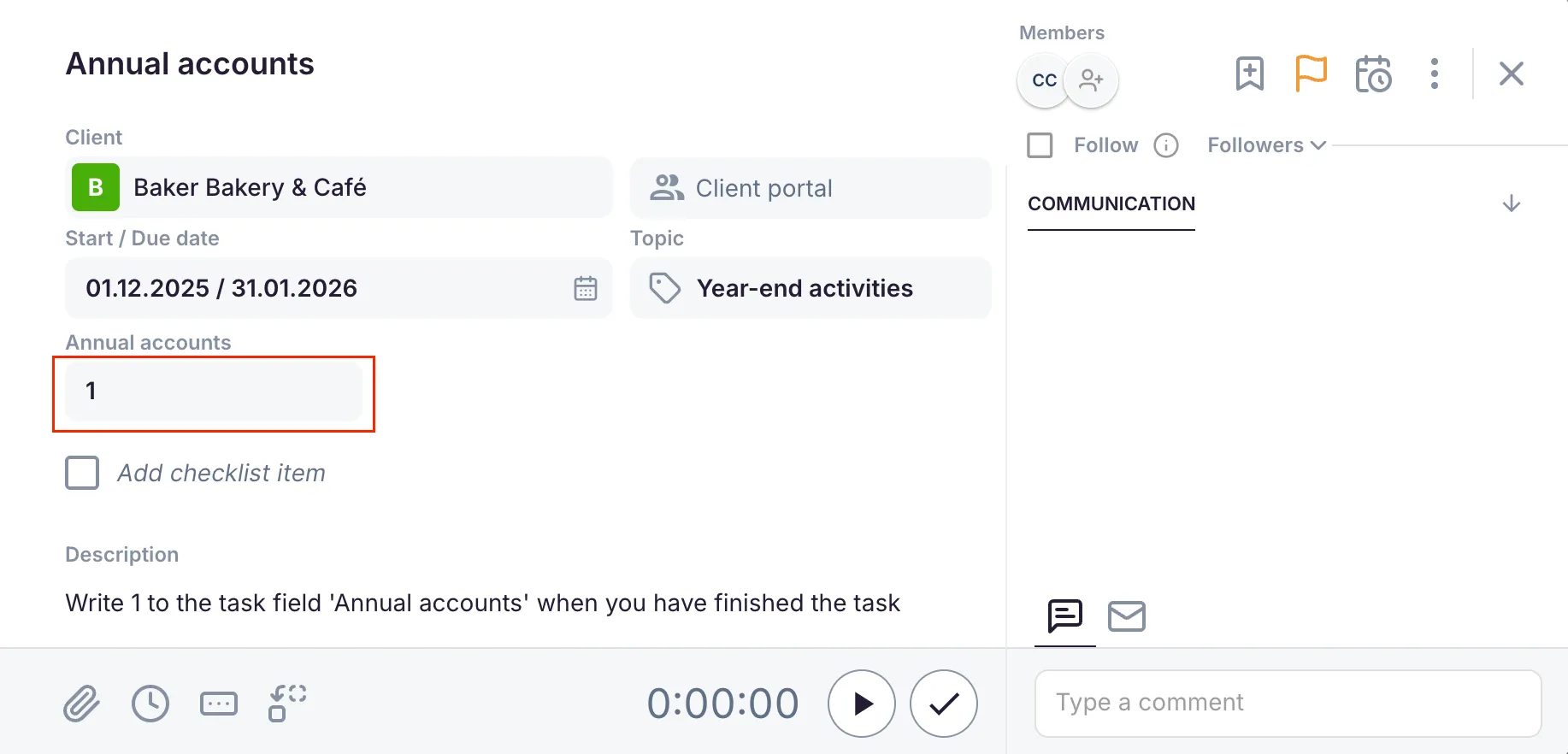 Task with the trigger field set to invoice the product