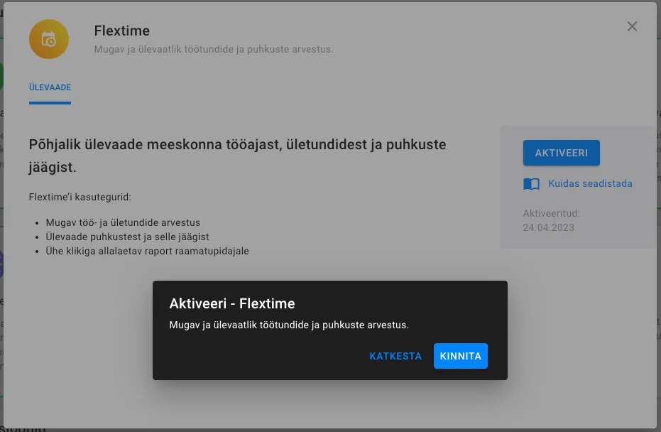 Kuidas aktiveerida ja seadistada Flextime äpp?