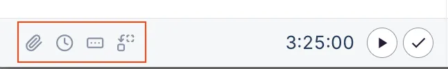 Task footer toolbar with Attachments, Time, Automation, and Dependencies icons highlighted
