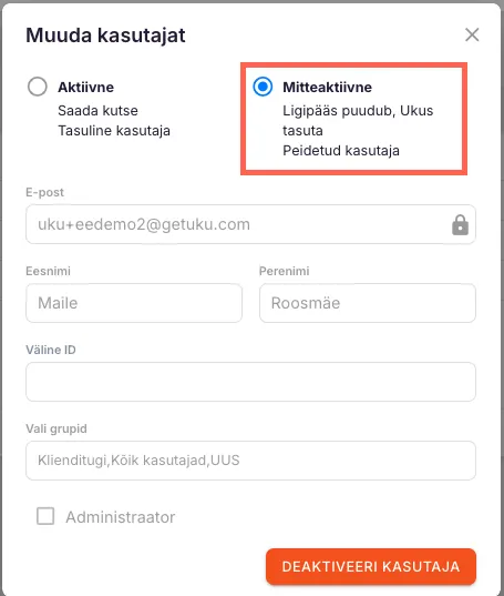 Mida teha, kui töötaja on lahkunud? / Kuidas deaktiveerida kasutajat?
