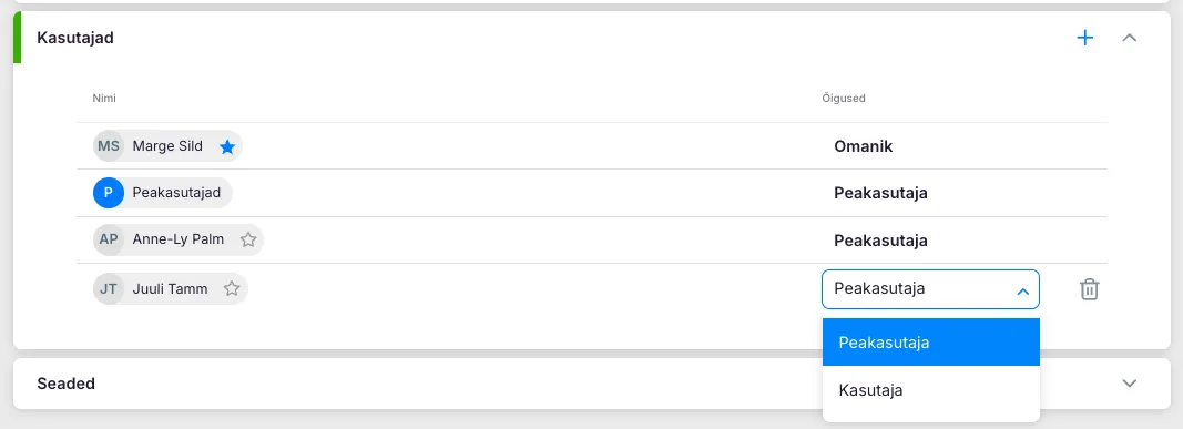 Uku kasutajarollid ja õigused