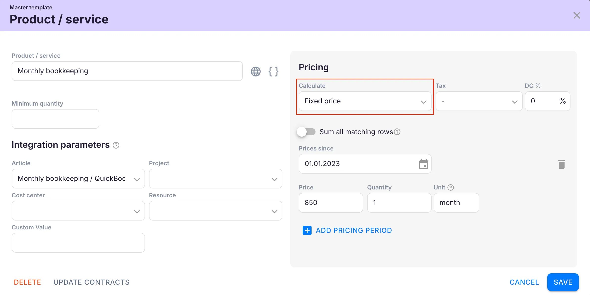 How to create a fixed price product