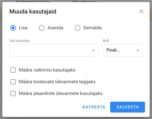 Kuidas muuta kliendile määratud kasutajat?