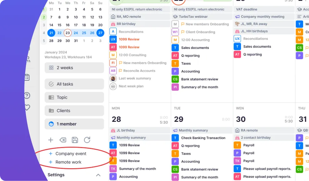 Remote-work entry from the Uku calendar view — log remote work hours directly from the calendar