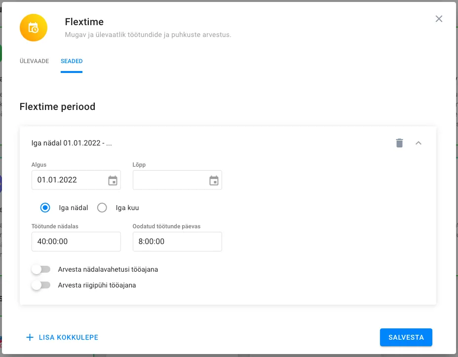 Kuidas aktiveerida ja seadistada Flextime äpp?