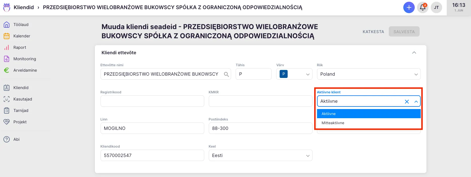 Kuidas deaktiveerida/aktiveerida klienti?