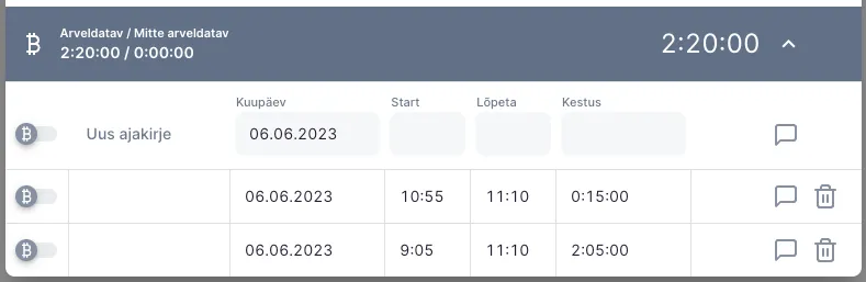 Kuidas sisestada/korrigeerida aega käsitsi?