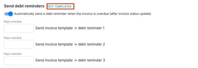 Debt Reminder template editor