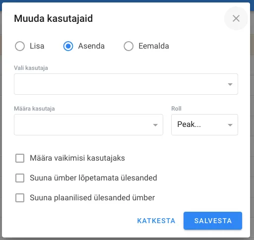Kuidas muuta kliendile määratud kasutajat?