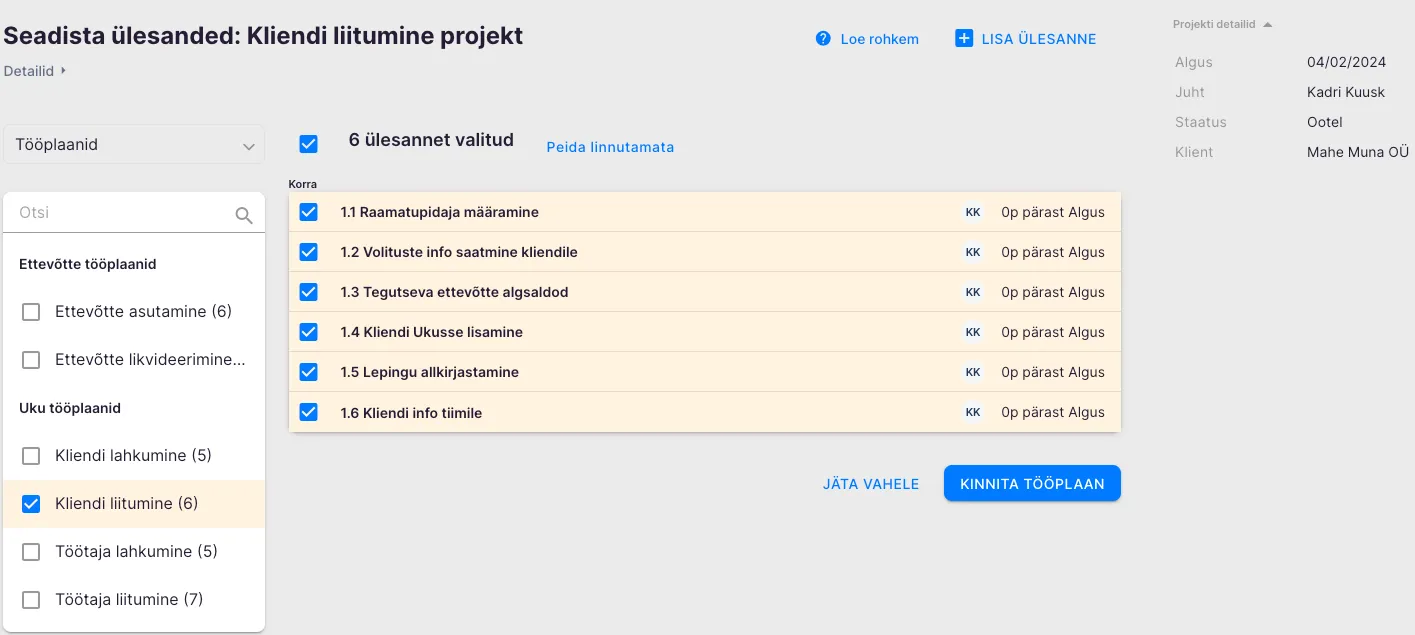 Kuidas lisada uut projekti?