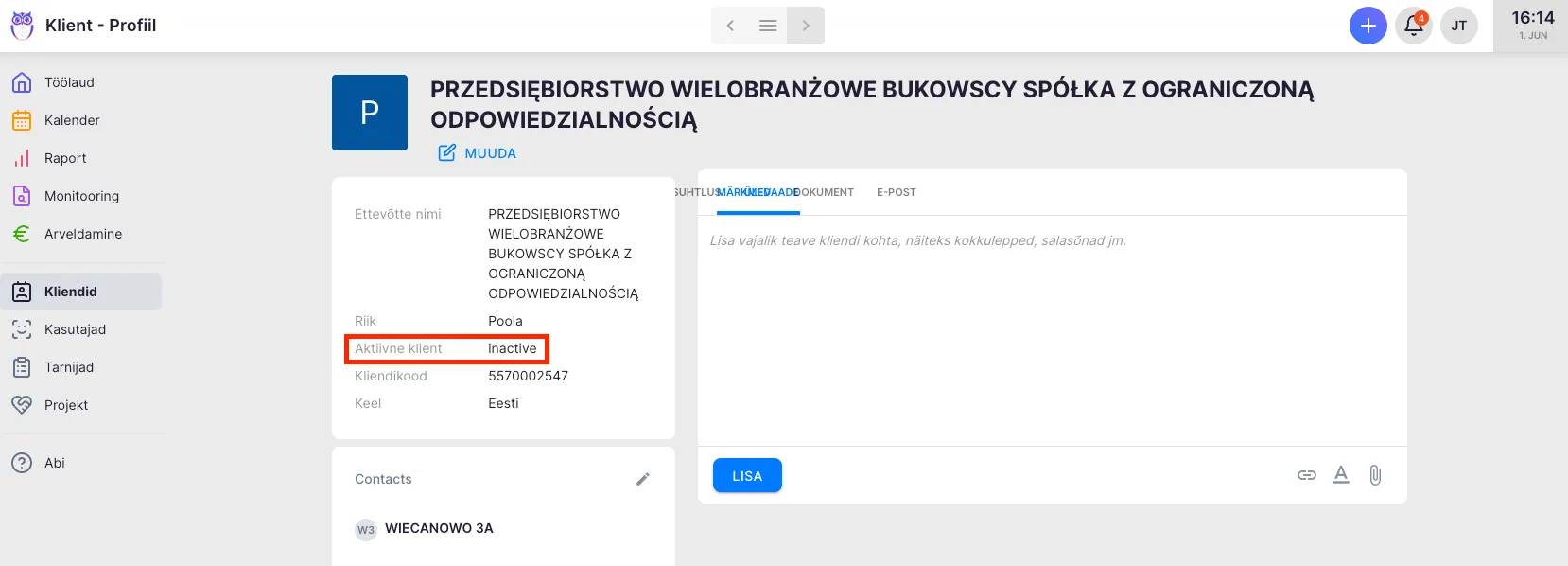 Kuidas deaktiveerida/aktiveerida klienti?