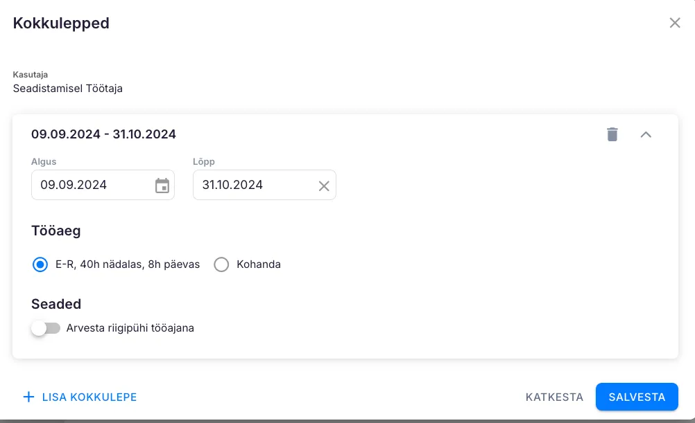 Kuidas näha ja muuta Flextime kokkulepet?