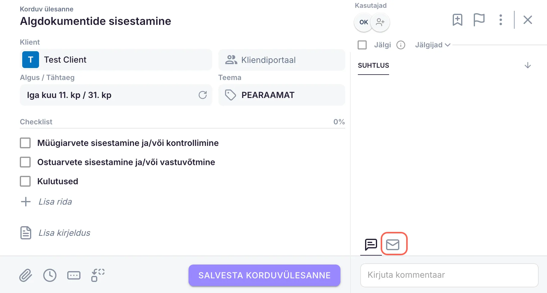 Kuidas kliendile Ukust e-kirja saata?