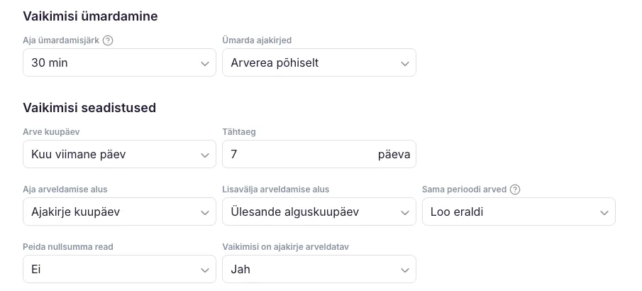 Arveldamise seadistused Ukus