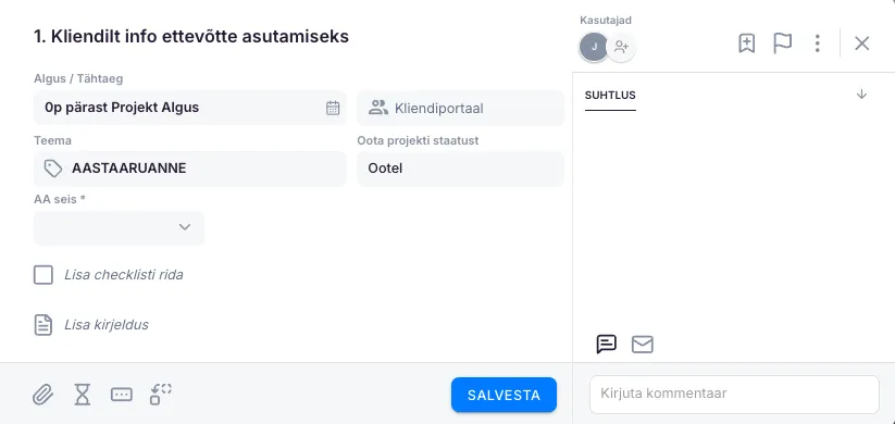 Kuidas lisada uut projekti?
