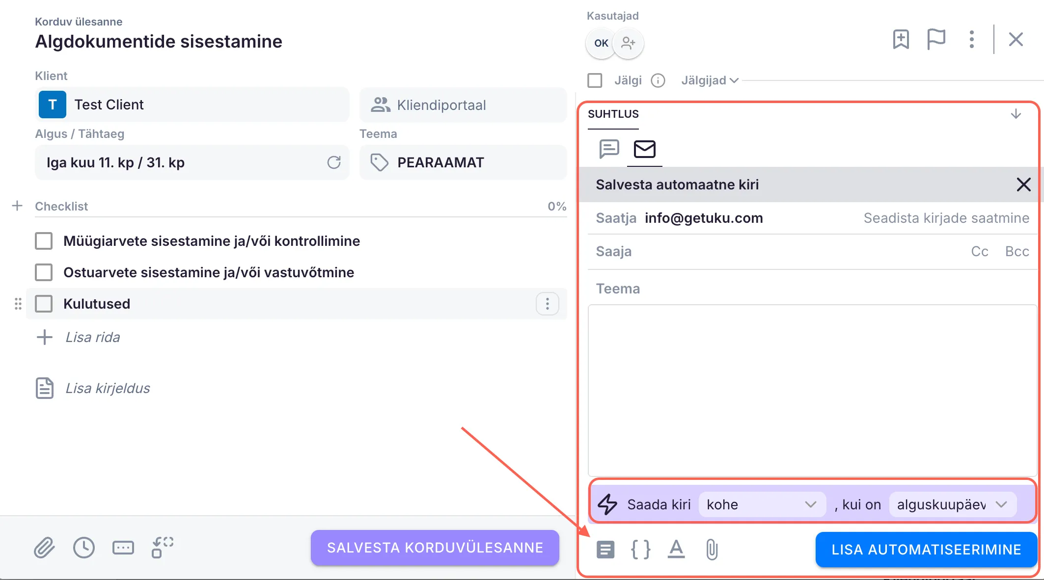 Kuidas kliendile Ukust e-kirja saata?