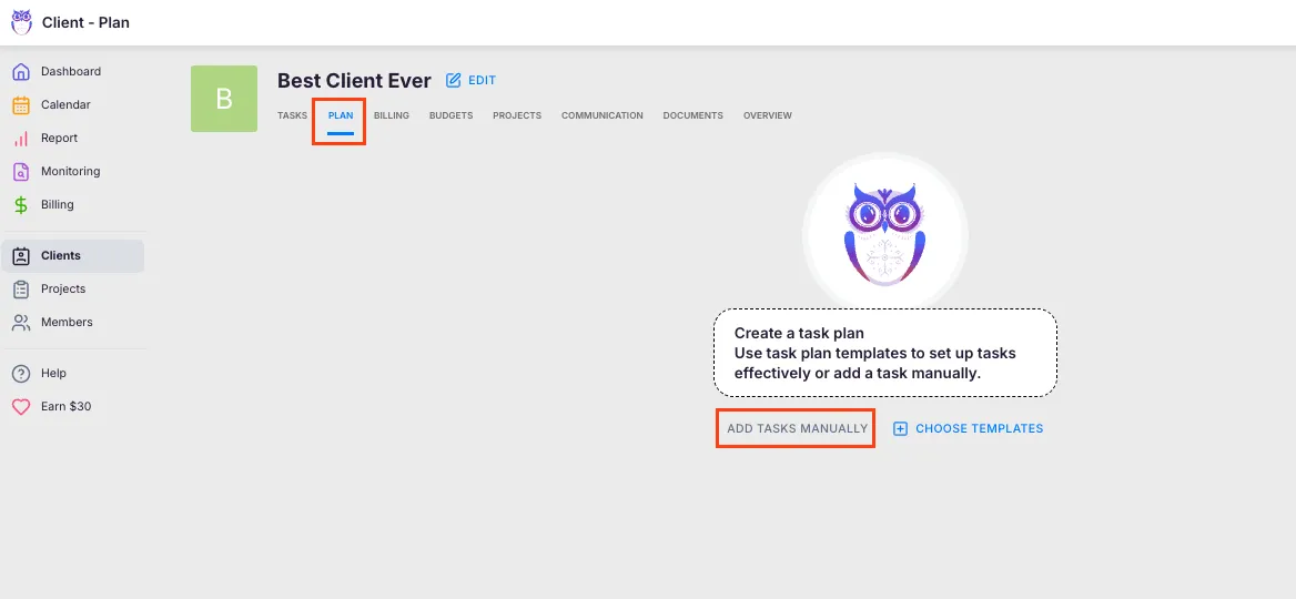 Manual task creation dialog with all task detail fields