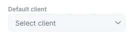 Member profile settings with a default client selected for new tasks