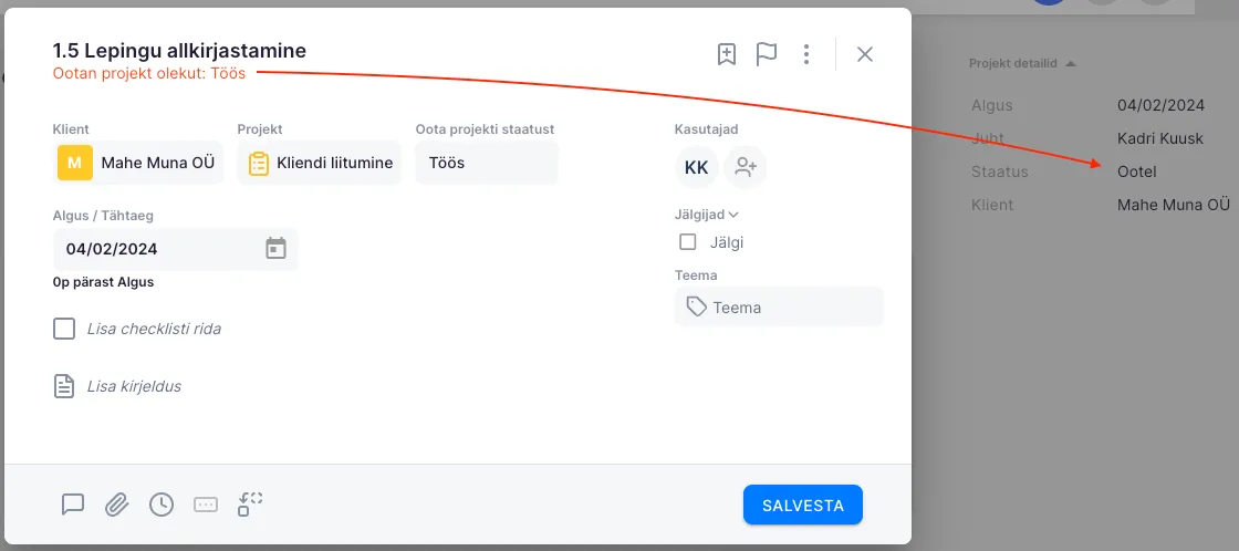 Kuidas lisada uut projekti?