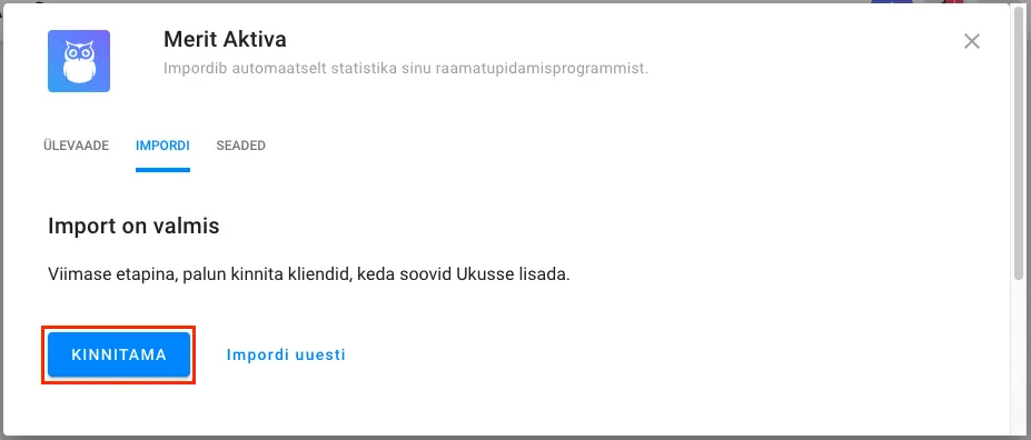 Kinnita Meriti impordi nupp