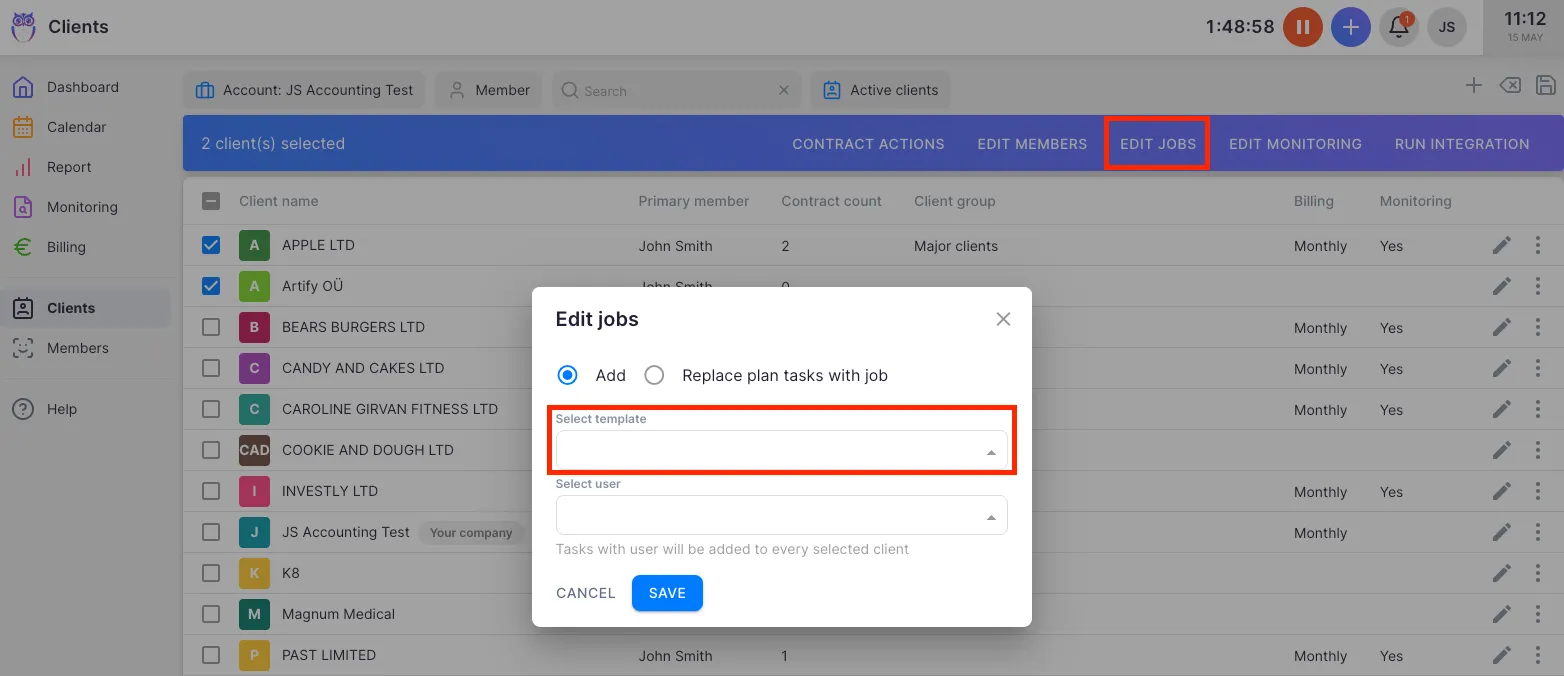 Add new template dialog with name and starting-point options