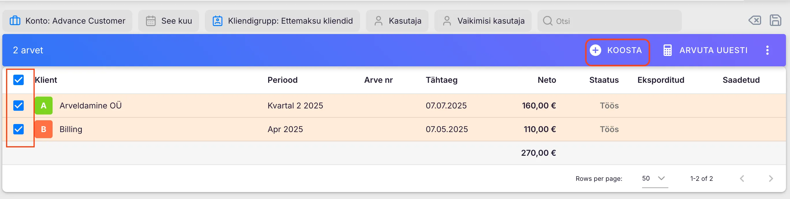 Kuidas koostada Ukus ettemaksuarvet?