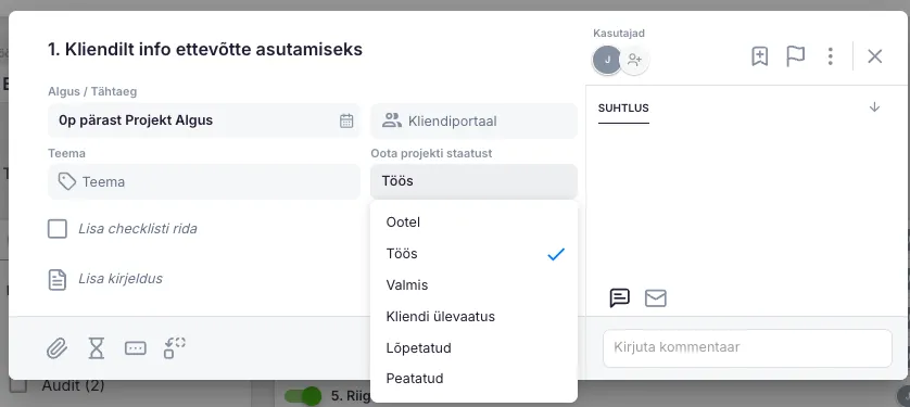 Kuidas lisada uut projekti?
