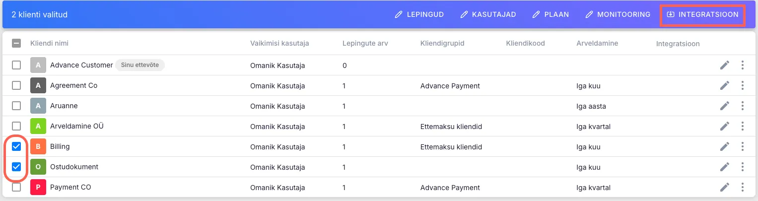 Kliendi hulgitoimingud