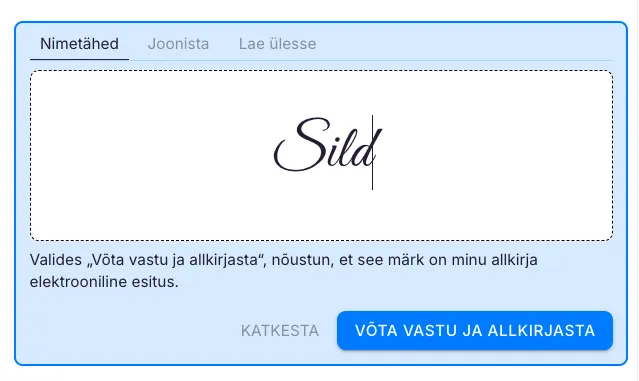 E-allkirja lisamine ülesandele