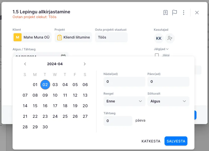 Kuidas lisada uut projekti?