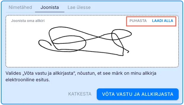 E-allkirja lisamine ülesandele