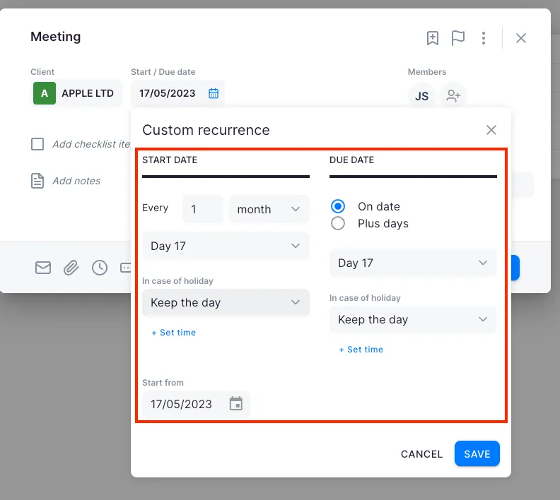 Dashboard with the + (Add) button highlighted in the top-right header