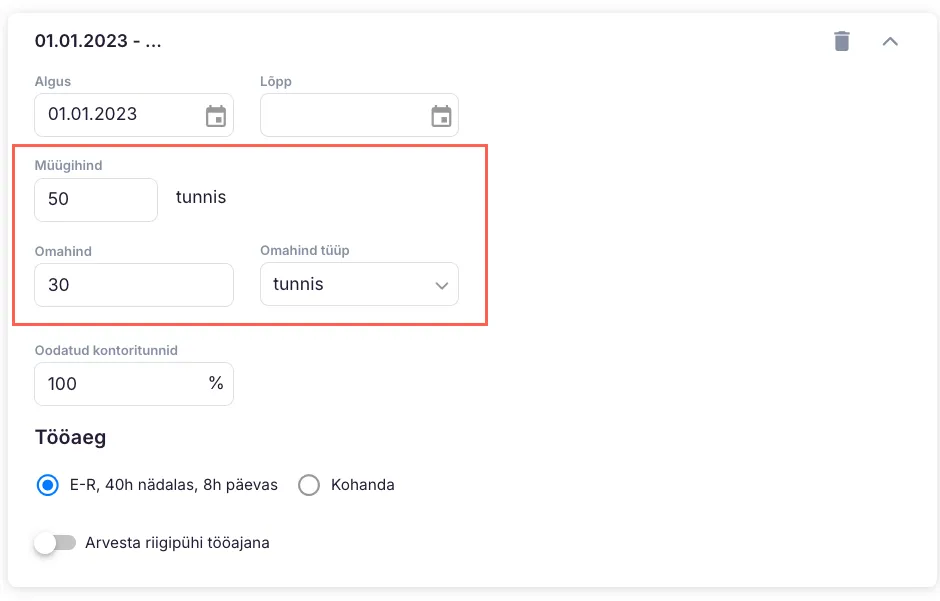 Ettevõtte konto seaded