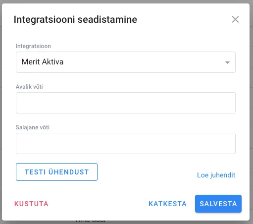 Integratsiooni ikoon kliendi real